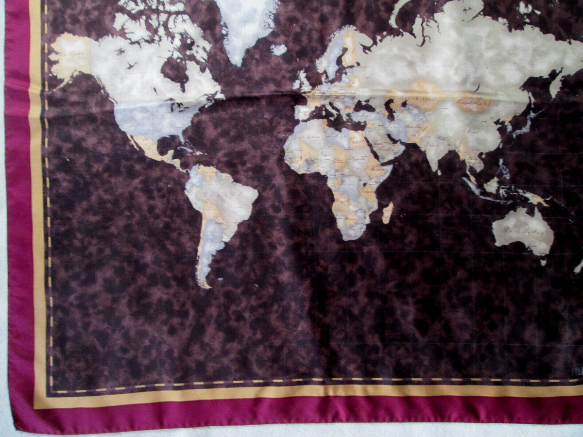 Foulard Carré Vintage Alviero Martini En Soie - Dimensions 50x50 Cm - Bleu Nuit - Occasion