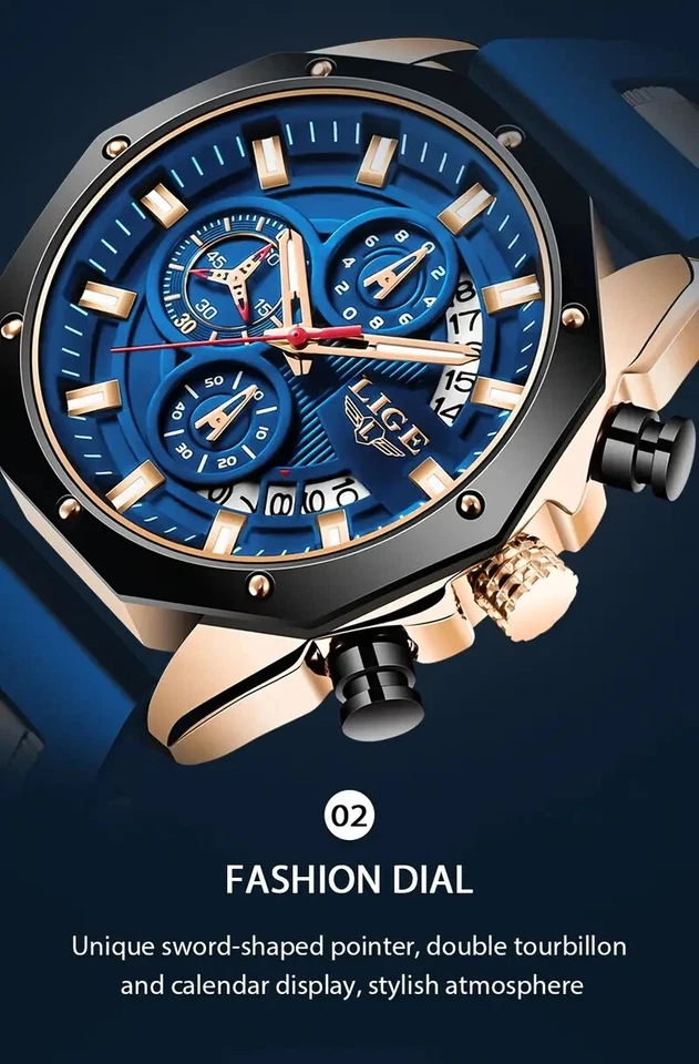 Lujoso Luminoso Cuarzo Cronógrafo Reloj Deportivo Elegante Hombre Mujer Regalo Nuevo Foto 4 de 4