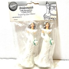 Vintage Wilton Cake Toppers Wedding NOS Bridesmaids White Pack Of 2 Decorations