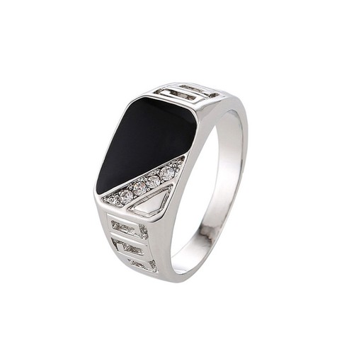 Men's Titanium Alloy Rhinestone Rings Unisex Gold Silver Fashion Jewelry Gift - Picture 13 of 13