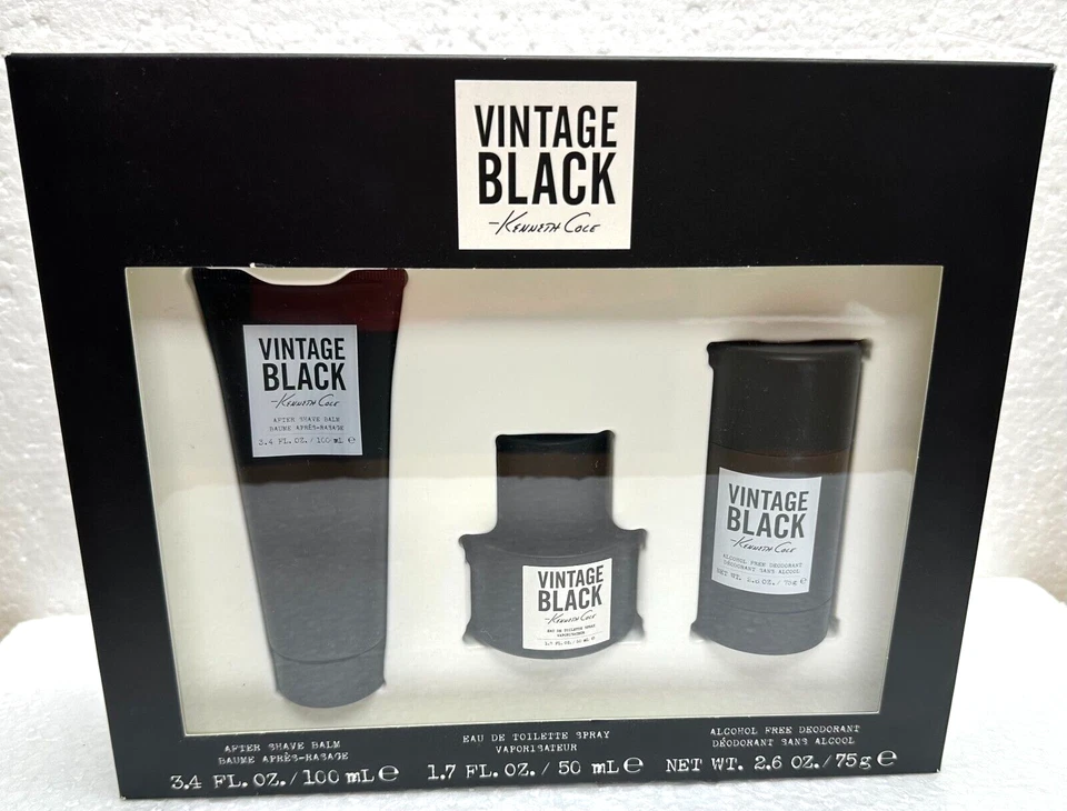 Kenneth Cole Vintage Negro Set 1.7 OZ EDT 3.4 OZ Desodorante para Después del Afeitado 2.6 OZ Foto 2 de 3