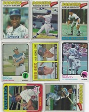LA Dodger 1977 Home Run Quarter Lot of (8) Topps w/Garvey 1973 #213 