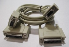 AYA Double DB25 Female to DB9 Female Serial Data Transfer Null Modem Cable 6FT