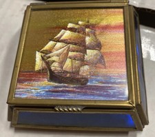Viva Mexico Handcrafted Stained Glass Trinket Box Sailing Ship Design