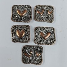 5 Pcs Square Heart Embedded Spacer Beads Metal Loose Beads Jewelery Making