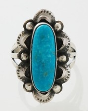 Native American Navajo Handmade Sterling Silver with Turquoise Ring Size 8