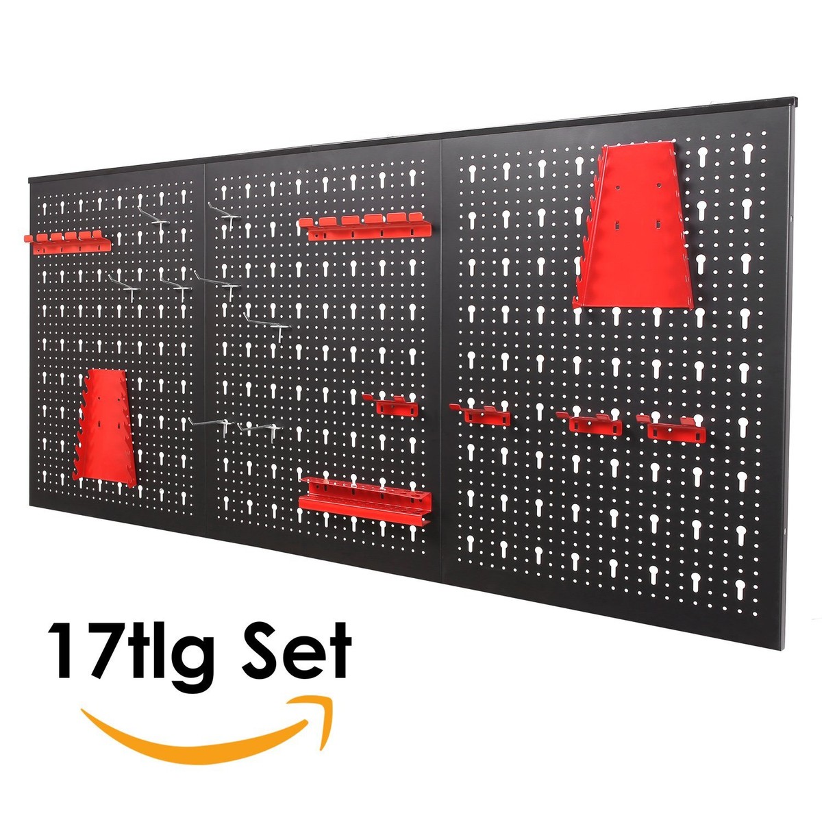Produktbild von 120 Lochwandhaken Set 5cm+10cm – Metall Steckhaken Für Werkstatt, Garage, Küche – 3,2cm Lochabstand