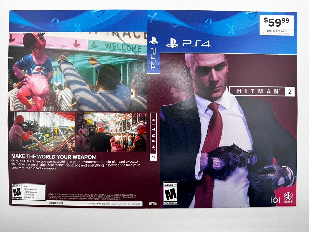 Game Case Art Insert Hitman PS4 Cover Only GameStop Display
