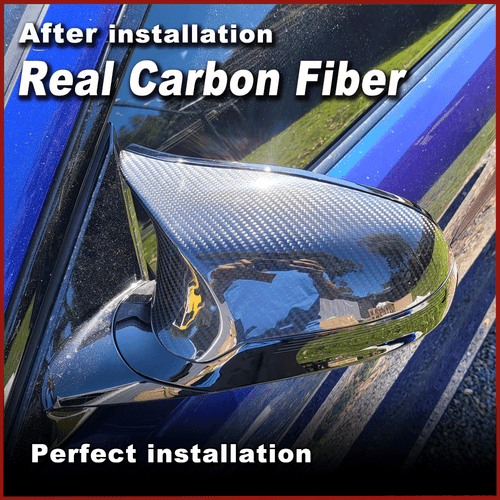 2xRHD Carbon Fiber Side Mirror Cover Caps Add-on For BMW F80 M3 F82 F83 M4 14-20 - Picture 5 of 14