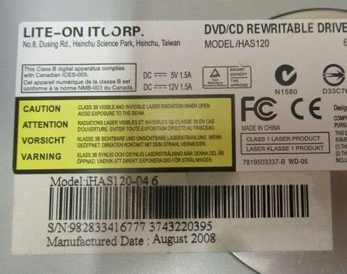LITE-ON iHAS120-04 iHAS120 20X Internal DVD Writer Double-layer with SATA Drive - Picture 4 of 4