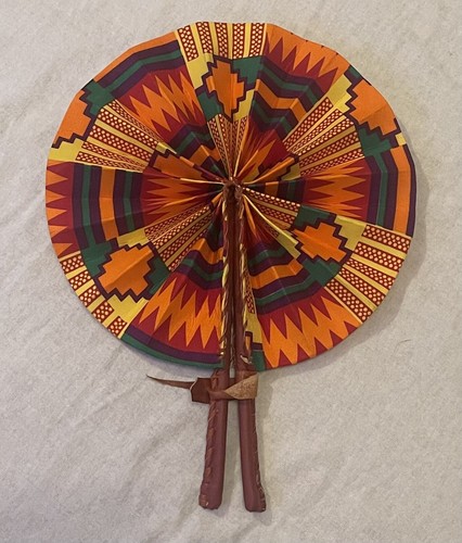 AFRICAN ANKARA PRINT MULTI COLOURS FOLDING HANDHELD PORTABLE FAN UK STOCK - Picture 10 of 12