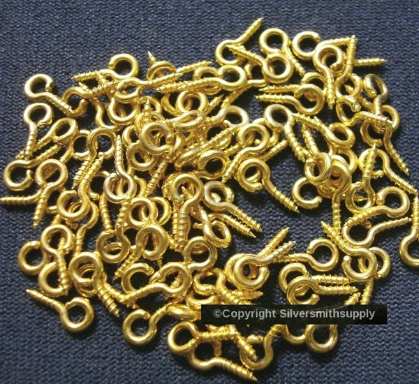 Alternate view of 100 Gold Plated Screw Up-eye Pendants Charms Loops Pendant Bails Gpb023