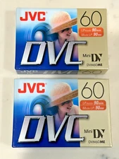 JVC DVC Mini DV Digital Video Cassette Tapes 60 Min DVM60 SEALED NEW Lot of 2