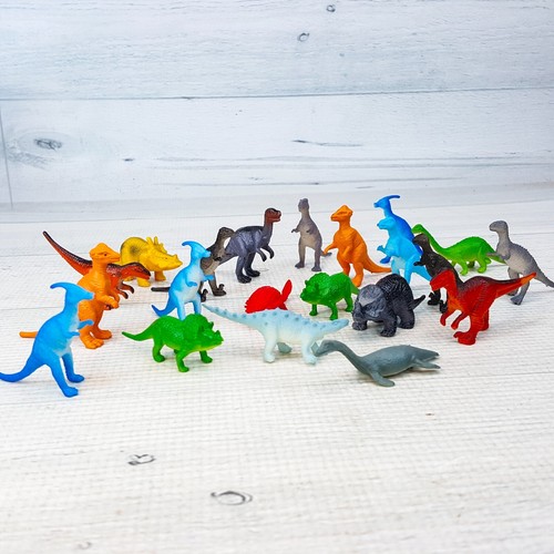 Vintage Dinosaur Colored Plastic Toy Mold Figure LOT 21pcs T-Rex Triceratops