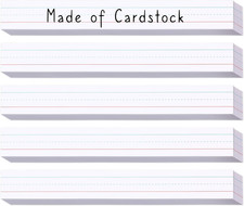 Thick Ruled White Sentence Strips, 3  x 24  , Pack of 100 for Classroom Use