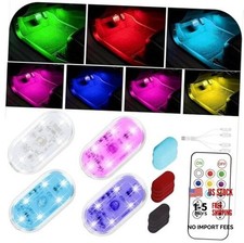 4Pcs LED Interior Car Lights with Remote,7 Colors Sync to Music RGB Remote