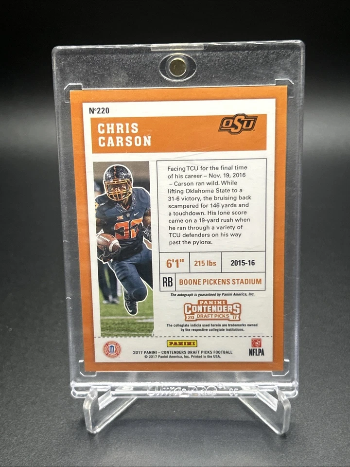 2017 Panini Contenders Rookie Ticket Chris Carson  Playoff Ticket /15 AUTO RC - Image 2 of 2