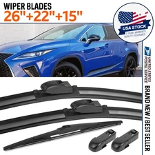 Set of 26" 22" 15" Front&Rear Windshield Wiper Blades For Toyota Venza 2009-2016