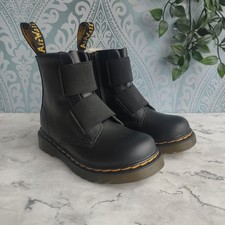 Dr Martens Kids 1460 Elastic Dual Strap Boots. UK Size 6 - EU 23. Black Leather 