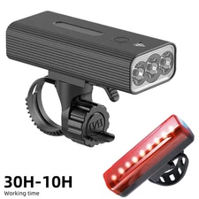 10000mAh LED Bicycle Bike Lights Rechargeable Headlight Front Rear Tail Lamp Set