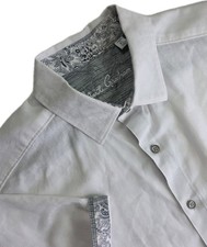 Robert Graham Shirt Mens XL White Floral Contrast Cuff Button Up Paisley Casual