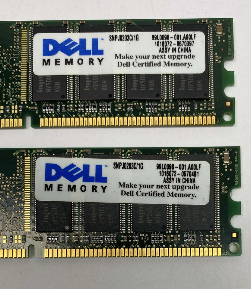 2GB (2 x 1GB) Hynix / Dell PC3200U 400MHz DDR1 Non-ECC Computer Desktop Memory - Image 3 of 4