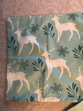 Winter Deer Christmas Green beige Throw Pillow Cover Holiday Home Decor