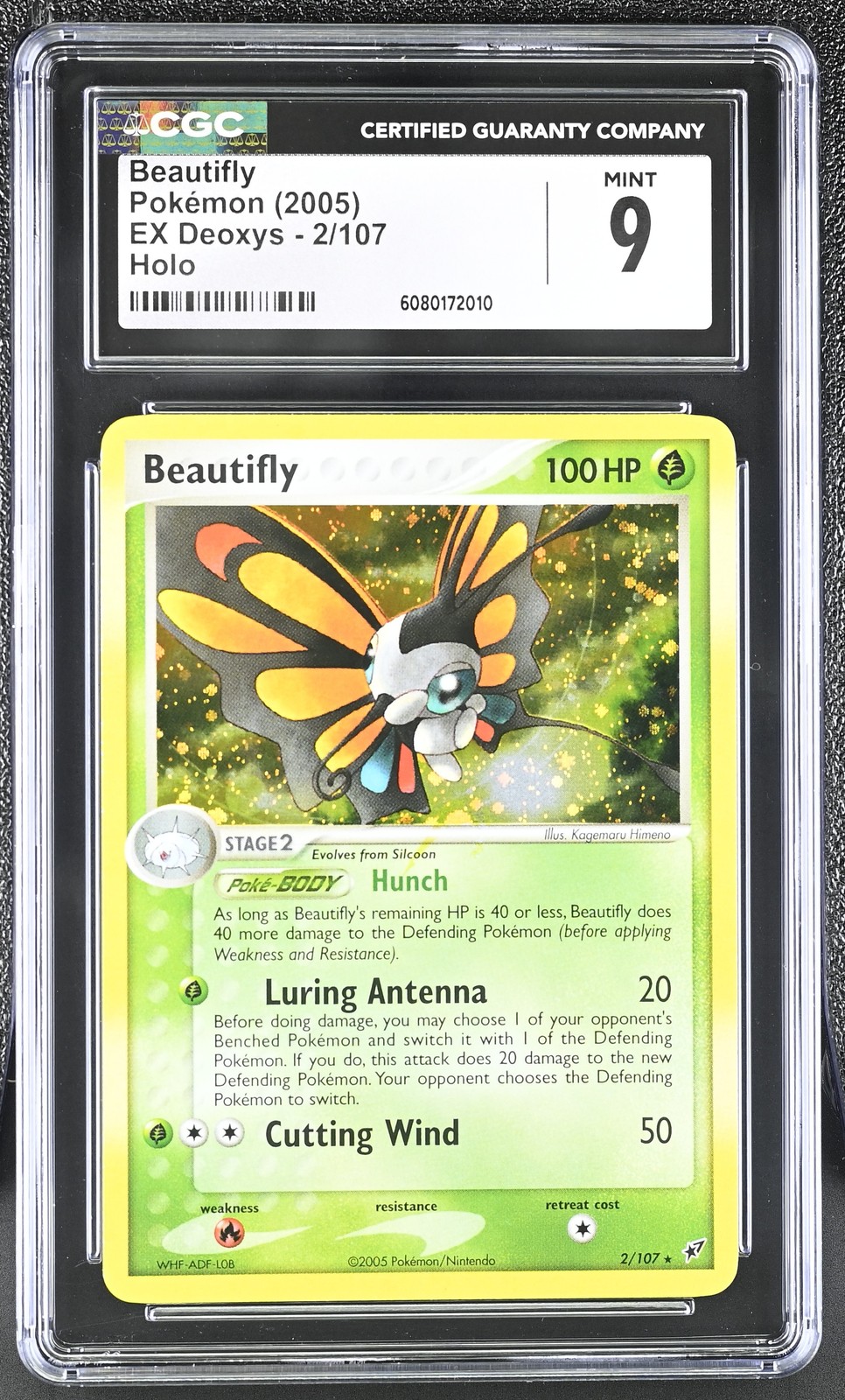 CGC 9 MINT Beautifly 2005 EX Deoxys 2/107 Holo Pokemon Card