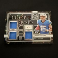 2024 Panini Spectra Building Blocks Ladd McConkey Hyper Prizm  /75 (MEM, RC)