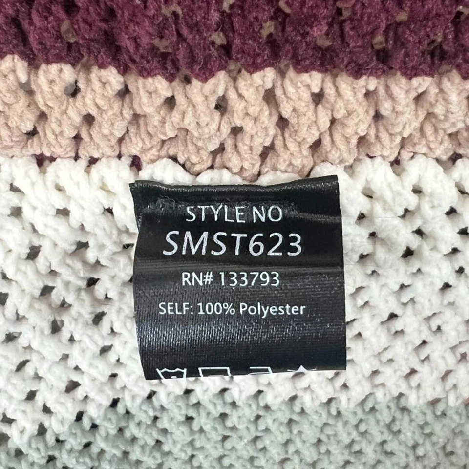 Cárdigan POL Frente Abierto Para Mujer L Rosa y Púrpura Suéter Rayas Volantes Bloque de Color Foto 4 de 4