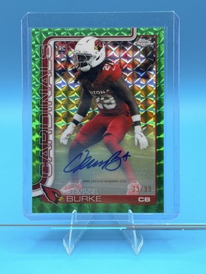 Denzel Burke 2025 Topps Chrome Football Green Geo Rookie Auto Cardinals 33/99