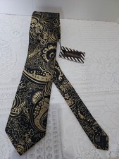 DiBanGu New Black Gold Metallic Floral Paisley Men's Silk Neck Tie