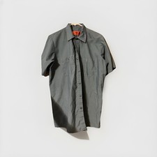 Red Kap Men's Medium Work Shirt Short Sleeve Industrial Uniform Gray