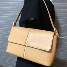 Burberry Nova Check Clutch Beige Leather W28cm Bag Women Used