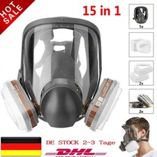 6800 Staubmaske Gasmaske 15 in 1 Lackiermaske Atemschutz Vollmasken mit 2 Filter