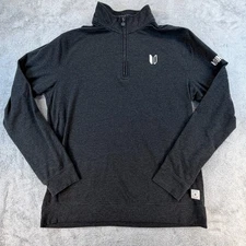 Linksoul Men’s Quarter Zip Pullover Tempus Fugit Logo Gray Long Sleeve Size L