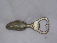 vintage solid brass Italy fish shaped bottle opener detailed goldfish koi art