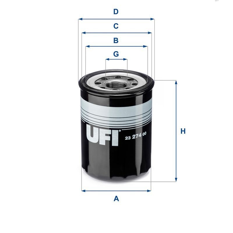 Oil filter Spin-on Filter 23.274.00 UFI for OPEL MITSUBISHI MAZDA DAIHATSU ISUZU - Image 2