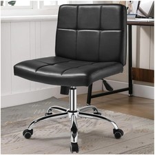 Stylish Armless Black Chair - 360 Swivel, Adjustable Height