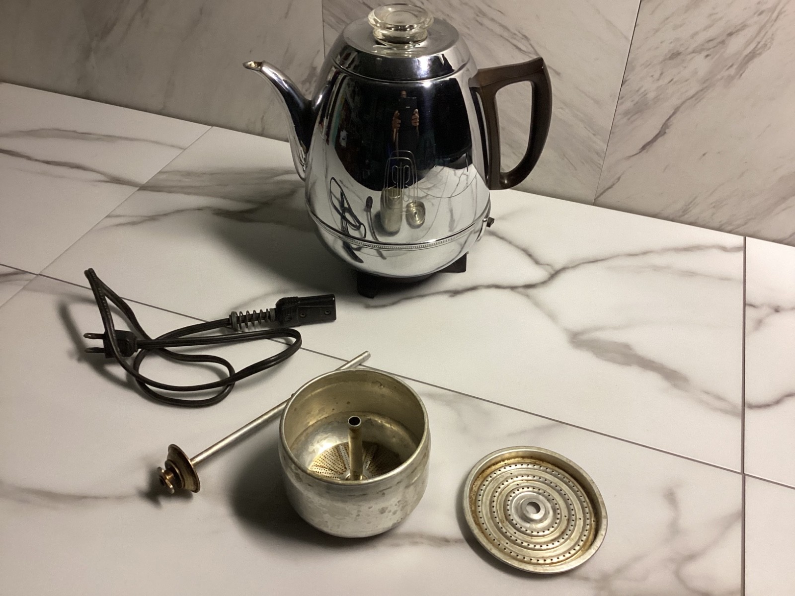 Vtg 1950s General Electric GE Automatic Percolator 33P30 Chrome Pot Belly Coffee