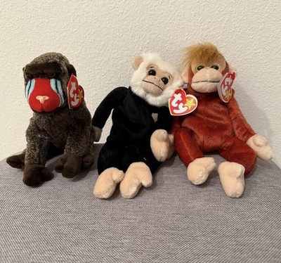 Ty Beanie Babies Monkeys Lot of 3 Plush Toy