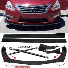 For Nissan Versa Front Bumper Lip Spoiler Side Skirt Body Kit Glossy