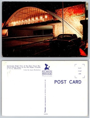 Vinita Oklahoma Glass House Restaurant Will Rogers Turnpike Night View PB169-O