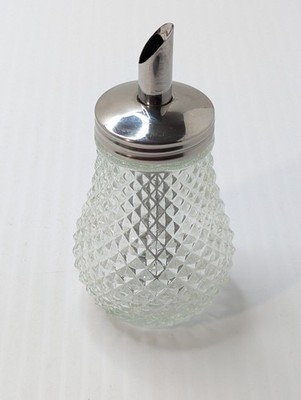 VTG Diamond Point Glass & Chrome Restaurant Sugar Creamer Dispenser Coffee Bar