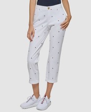 Tommy Hilfiger Women's White Slim-Fit Hampton Heart Flag Chino Pants Size 4