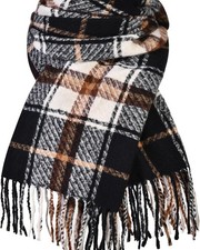Winter Plaid Scarf Women Cashmere Feel Long Oversized Tartan Warm Shawl