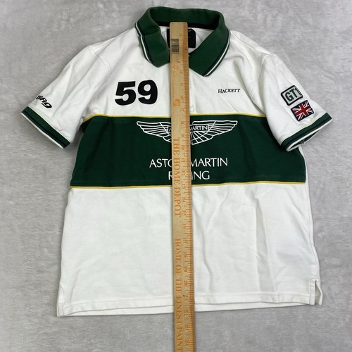 Hackett Aston Martin Racing Polo Shirt 59 White Green Youth 13/14 Cotton F1 - Picture 8 of 10