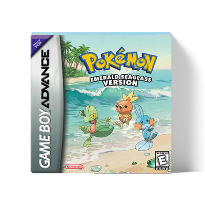 Pokemon Emerald Seaglass GBA Cartridge (RTC) + Collectors Box