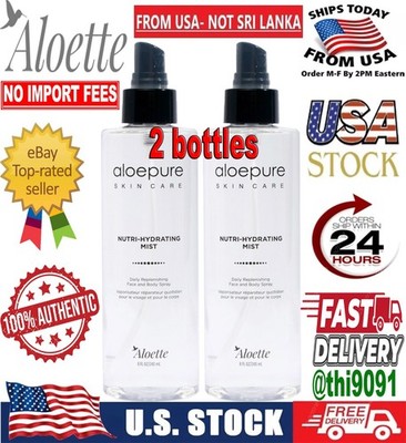 Aloette Nutri-Hydrating Mist Face & Body Spray 8oz (2 Pack) Aloe Skincare NEW 