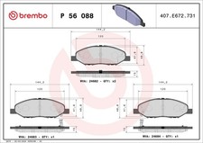 Bremsbelagsatz Scheibenbremse PRIME BREMBO P 56 088 für NISSAN MICRA TIIDA K12 3